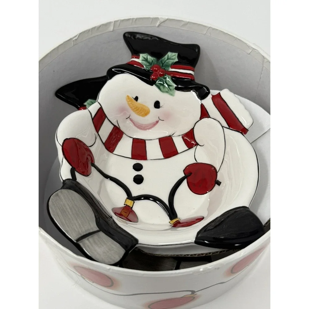 NIB FITZ AND FLOYD - 2006 Cheers Snowman Bowl Set of 2 - Picture 1 of 6